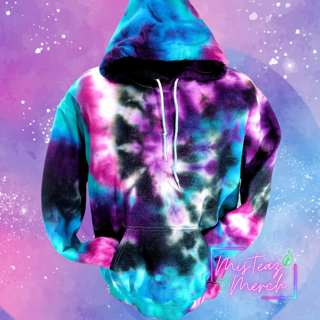 Galaxy Black, Blue, Teal, Purple, & Pink Tie Dye Hoodie